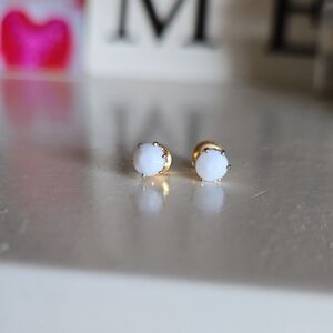 Elegant Gold and White Stud Earrings